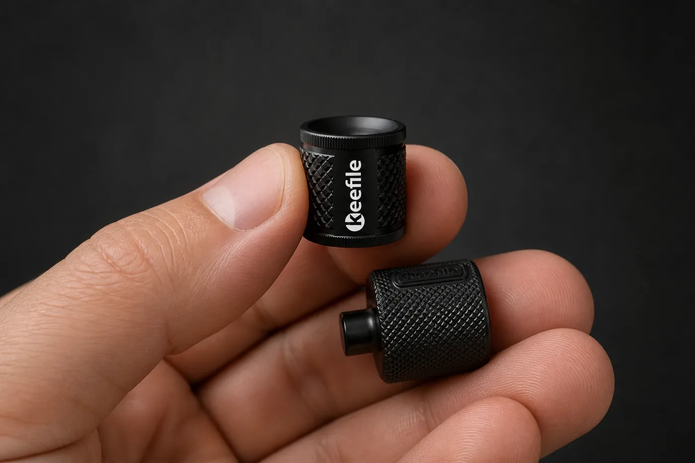 Keefile file and mount held between two fingers